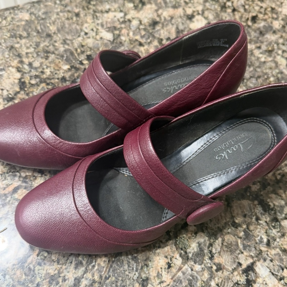 Clarks Maroon Mary Jane Shoes